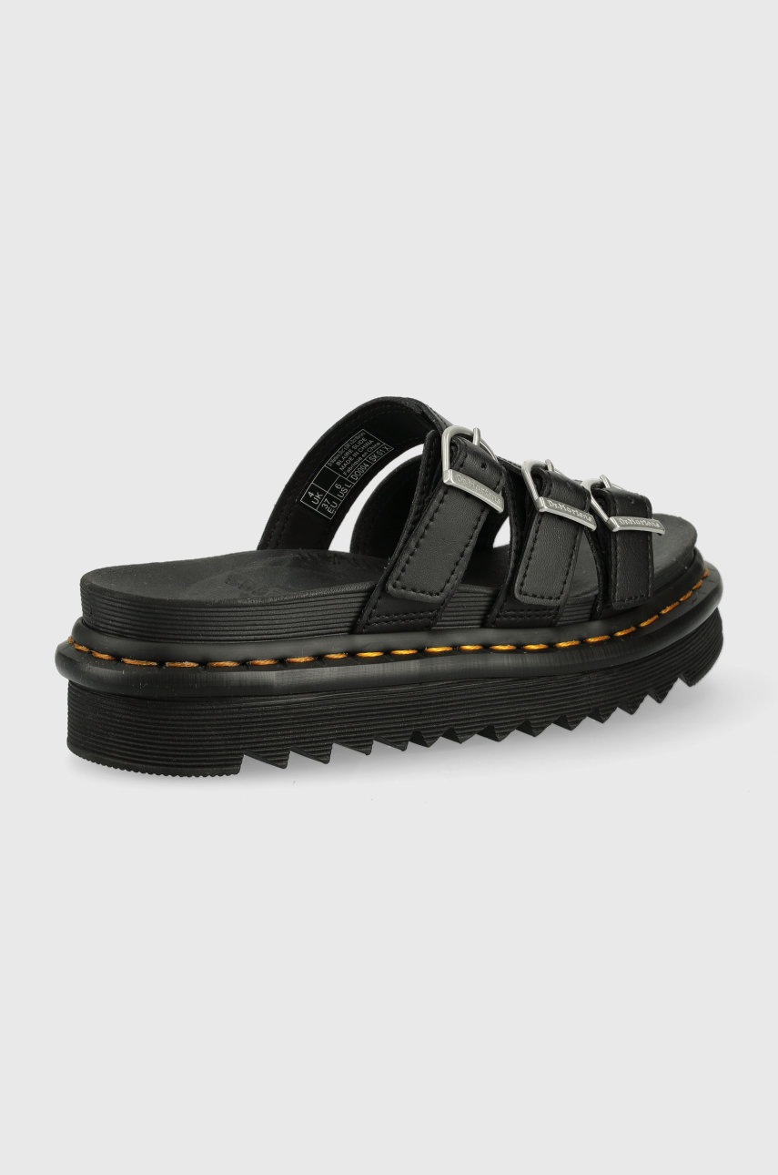 

Кожаные шлепанцы Dr. Martens женские цвет чёрный на платформе