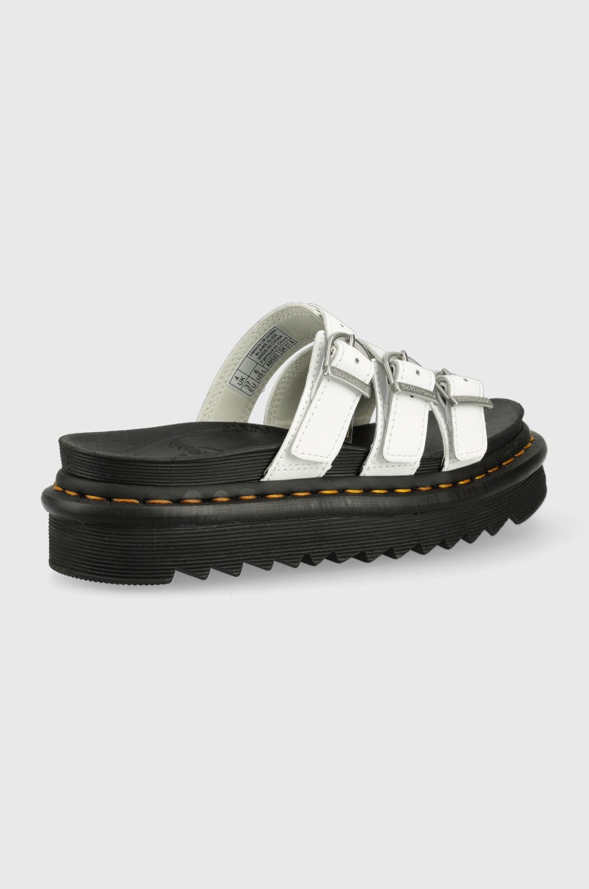 

Кожаные шлепанцы Dr. Martens женские цвет белый на платформе