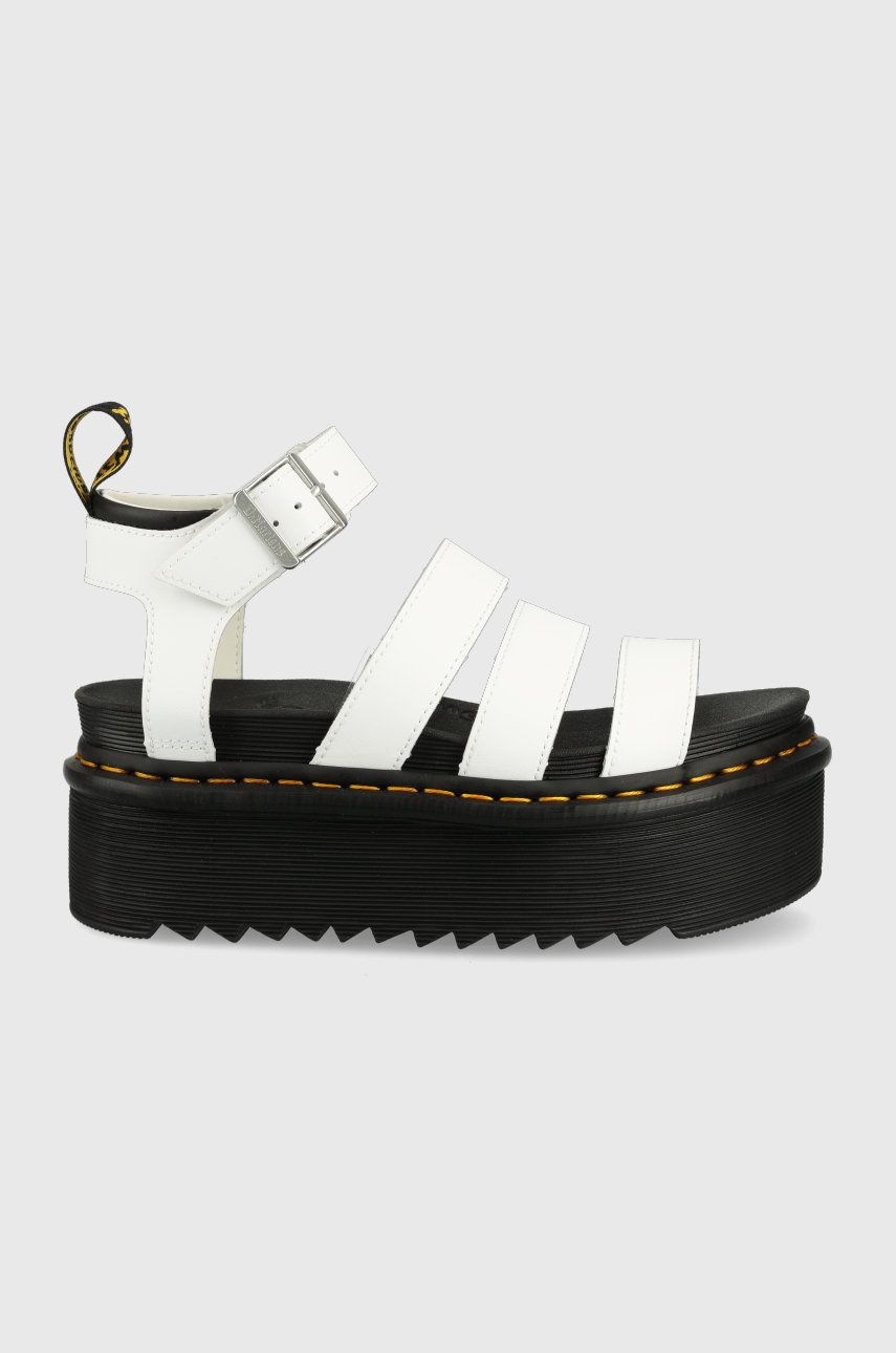 Levně Kožené sandály Dr. Martens dámské, bílá barva, na platformě, DM27296100.Blaire.Quad-White.Hydr