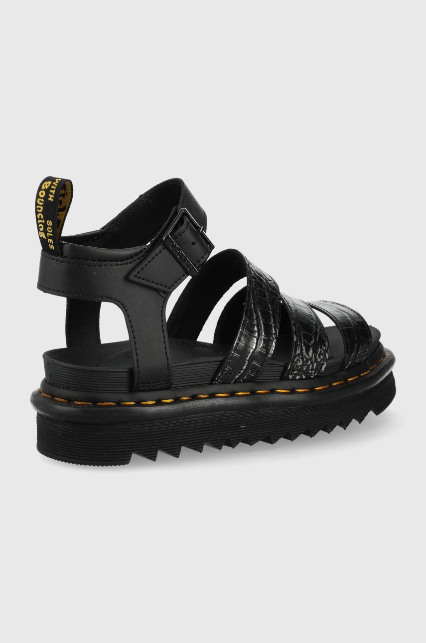 

Кожаные сандалии Dr. Martens женские цвет чёрный на платформе