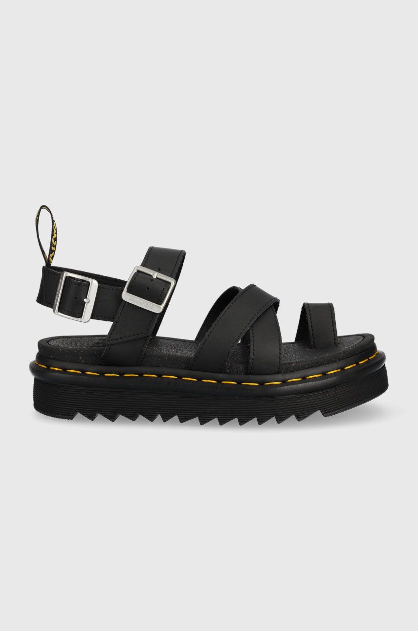 

Кожаные сандалии Dr. Martens женские цвет чёрный на платформе DM27345001.Avry-Black.Hydr