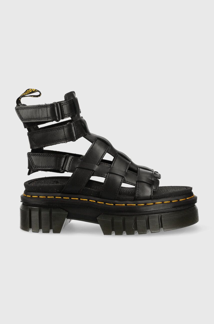 Dr. Martens sandale de piele Ricki Gladiator femei, culoarea negru, cu platforma DM27402001.Ricki.Gladi-Blck.Nap.L answear.ro