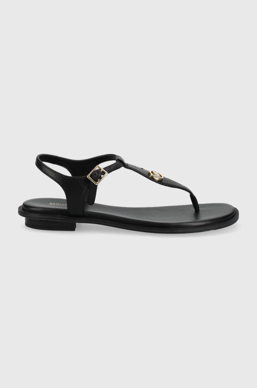 MICHAEL Michael Kors sandale de piele Mallory Thong femei, culoarea negru answear.ro