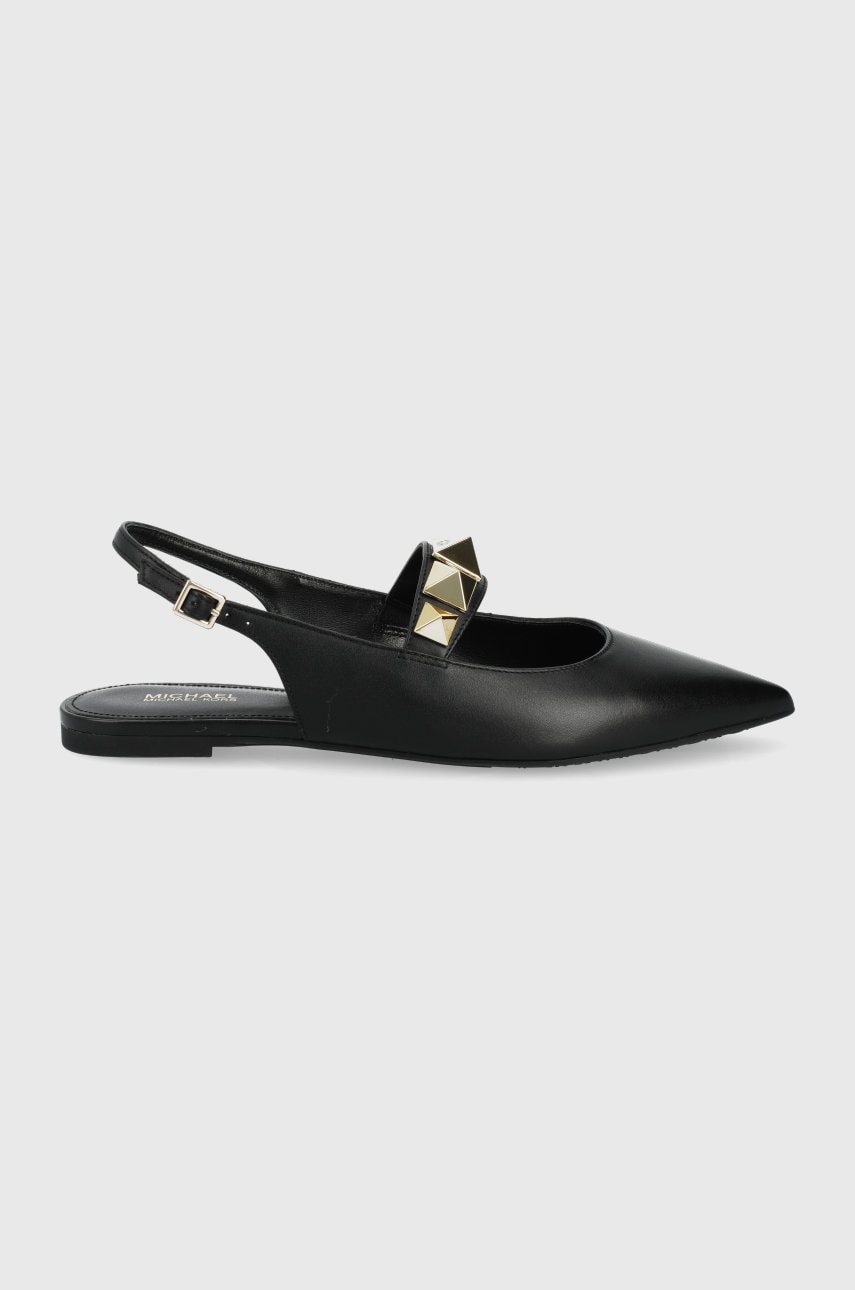 Michael michael kors balerini de piele wren culoarea negru, cu toc deschis