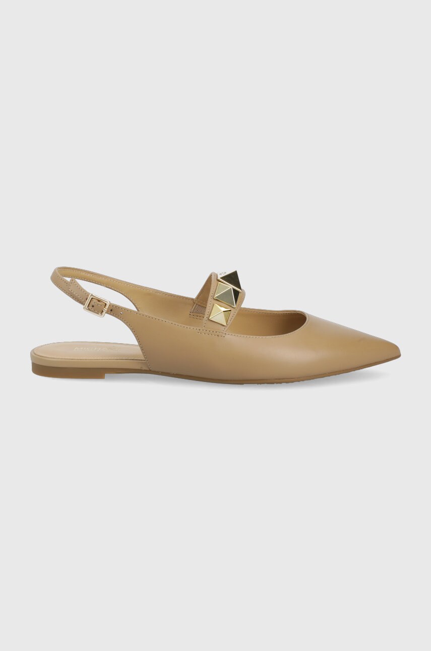 Michael michael kors balerini de piele wren culoarea bej, cu toc deschis