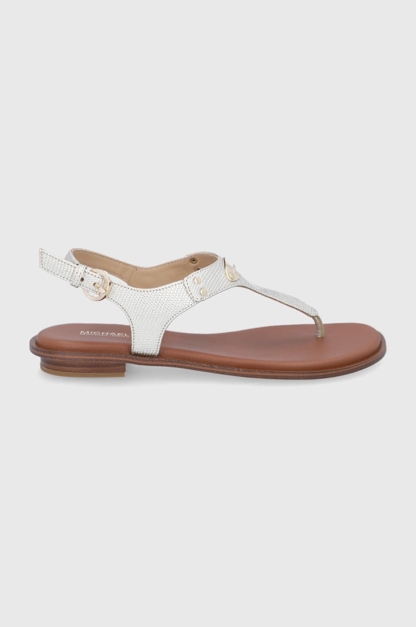 Michael michael kors sandale de piele mk plate thong femei, culoarea auriu