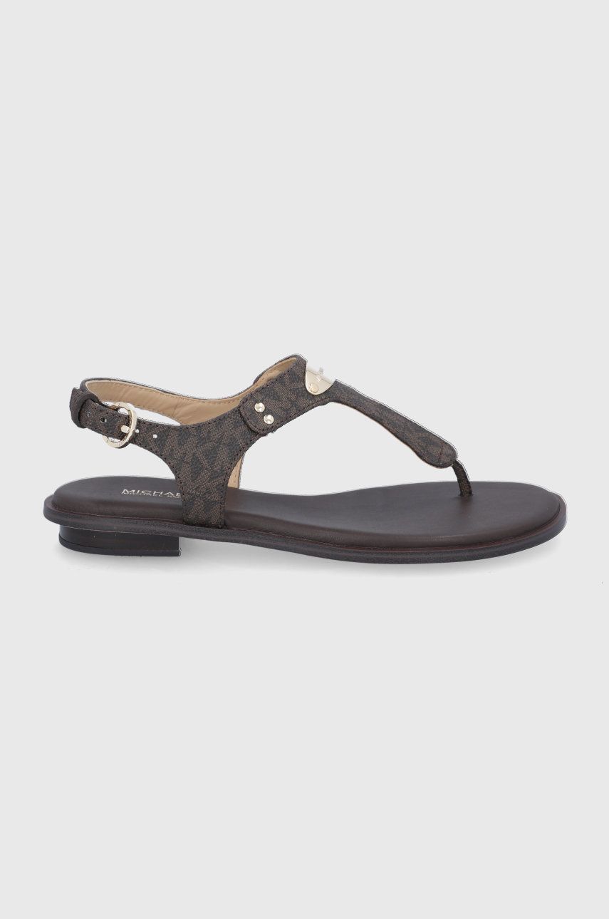MICHAEL Michael Kors sandale Mk Plate Thong femei, culoarea maro answear.ro answear.ro