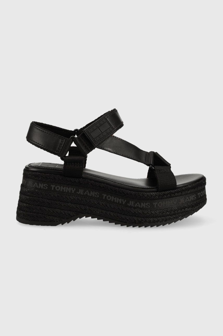 Tommy Jeans sandale femei, culoarea negru, cu platforma answear.ro imagine noua