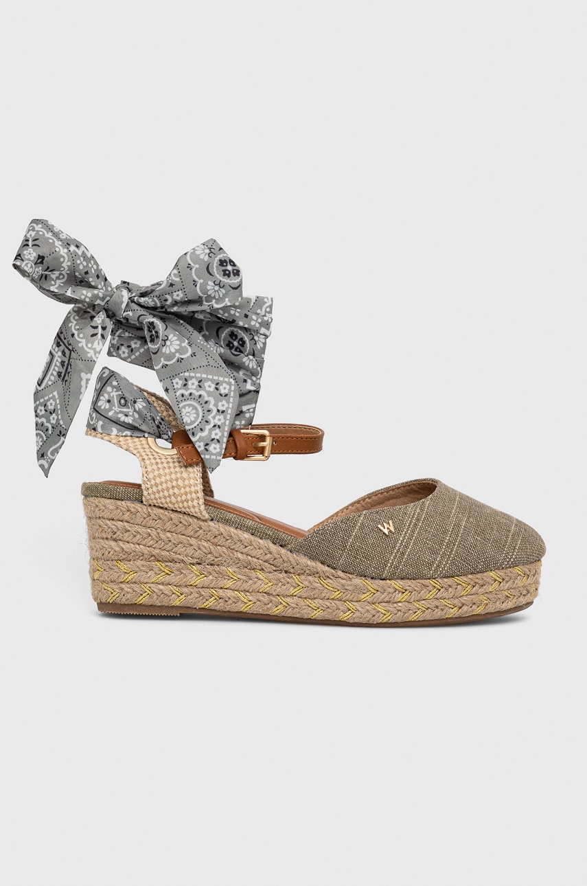 Wrangler espadrile bella femei, culoarea gri, toc pana