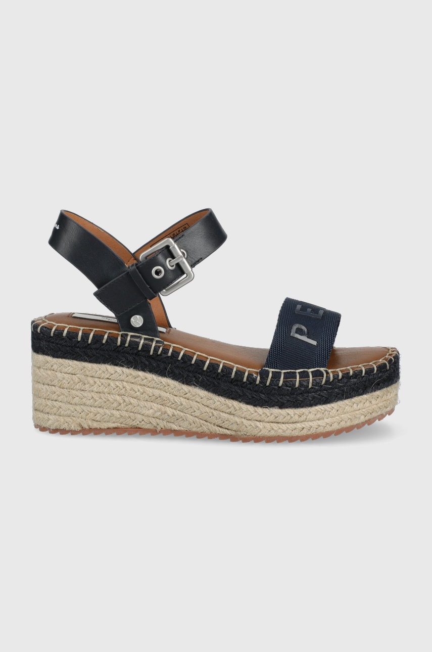 

Сандали Pepe Jeans Witney Logo дамски в тъмносиньо с платформа, Тъмносин