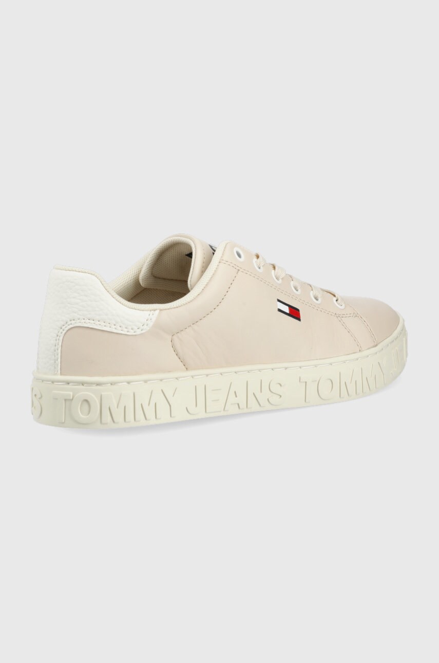 

Шкіряні черевики Tommy Jeans колір бежевий