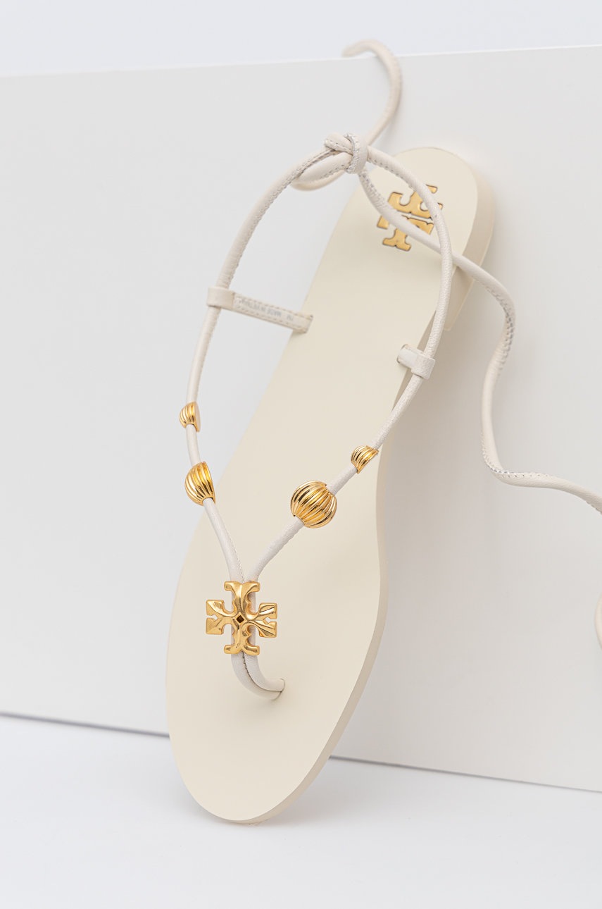 

Шкіряні сандалі Tory Burch Capri жіночі колір бежевий