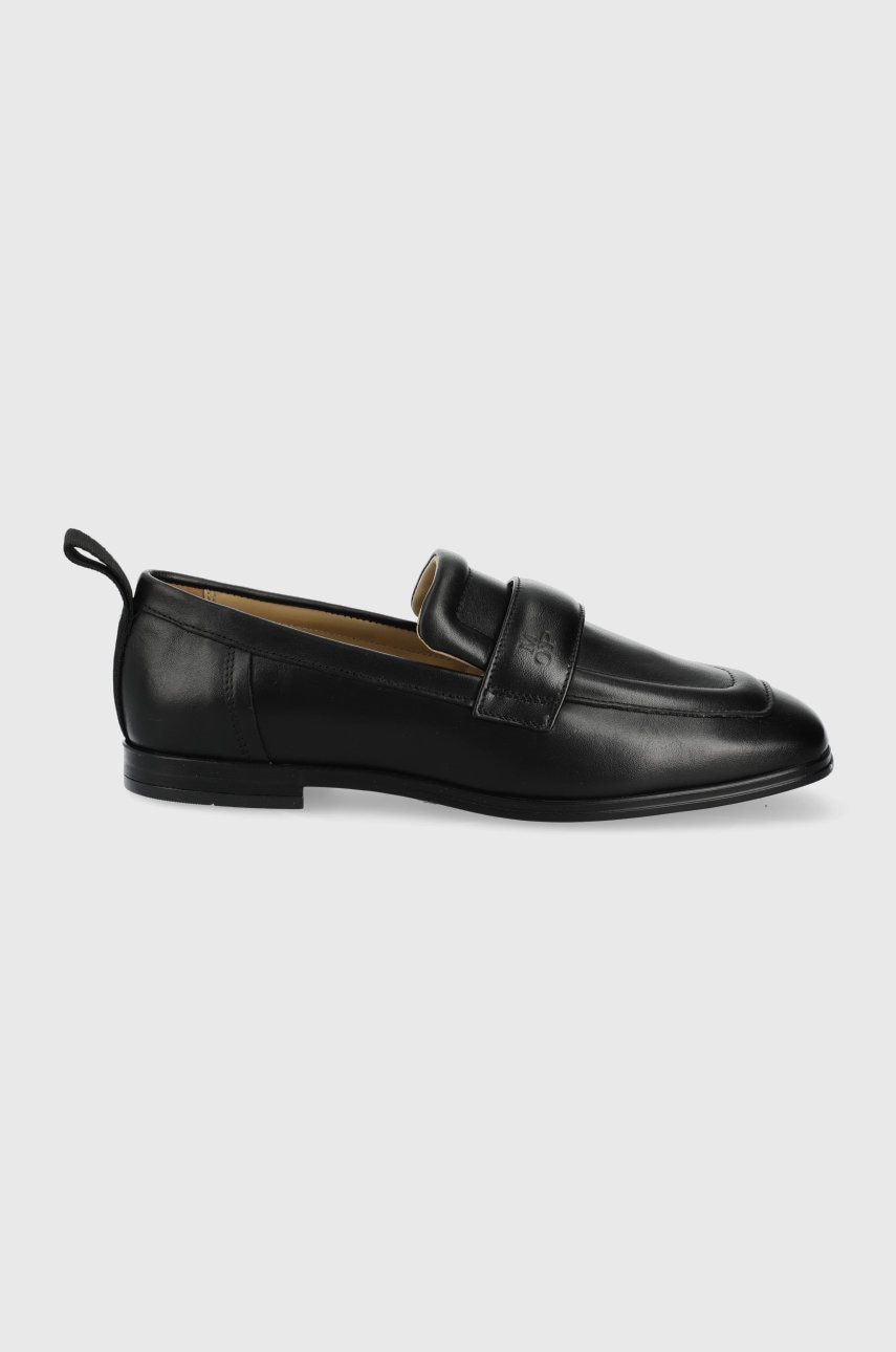 Marc o'polo mocasini de piele meja femei, culoarea negru, cu toc plat