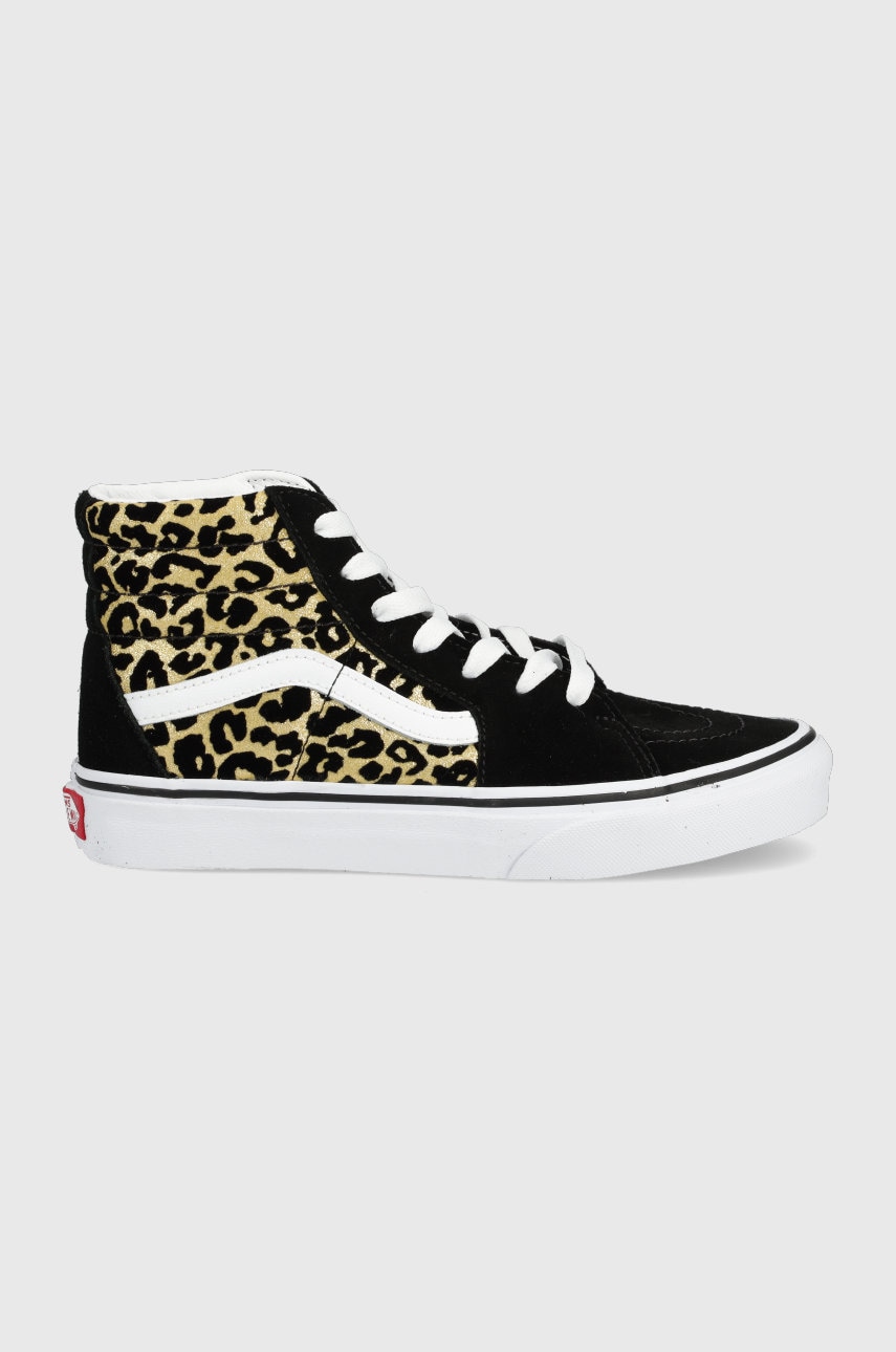 Vans tenisi de piele pentru copii culoarea negru