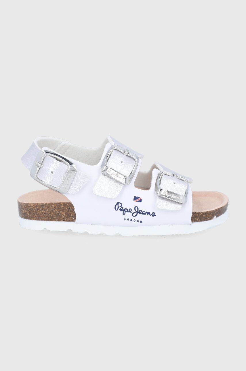 Detské sandále Pepe Jeans biela farba
