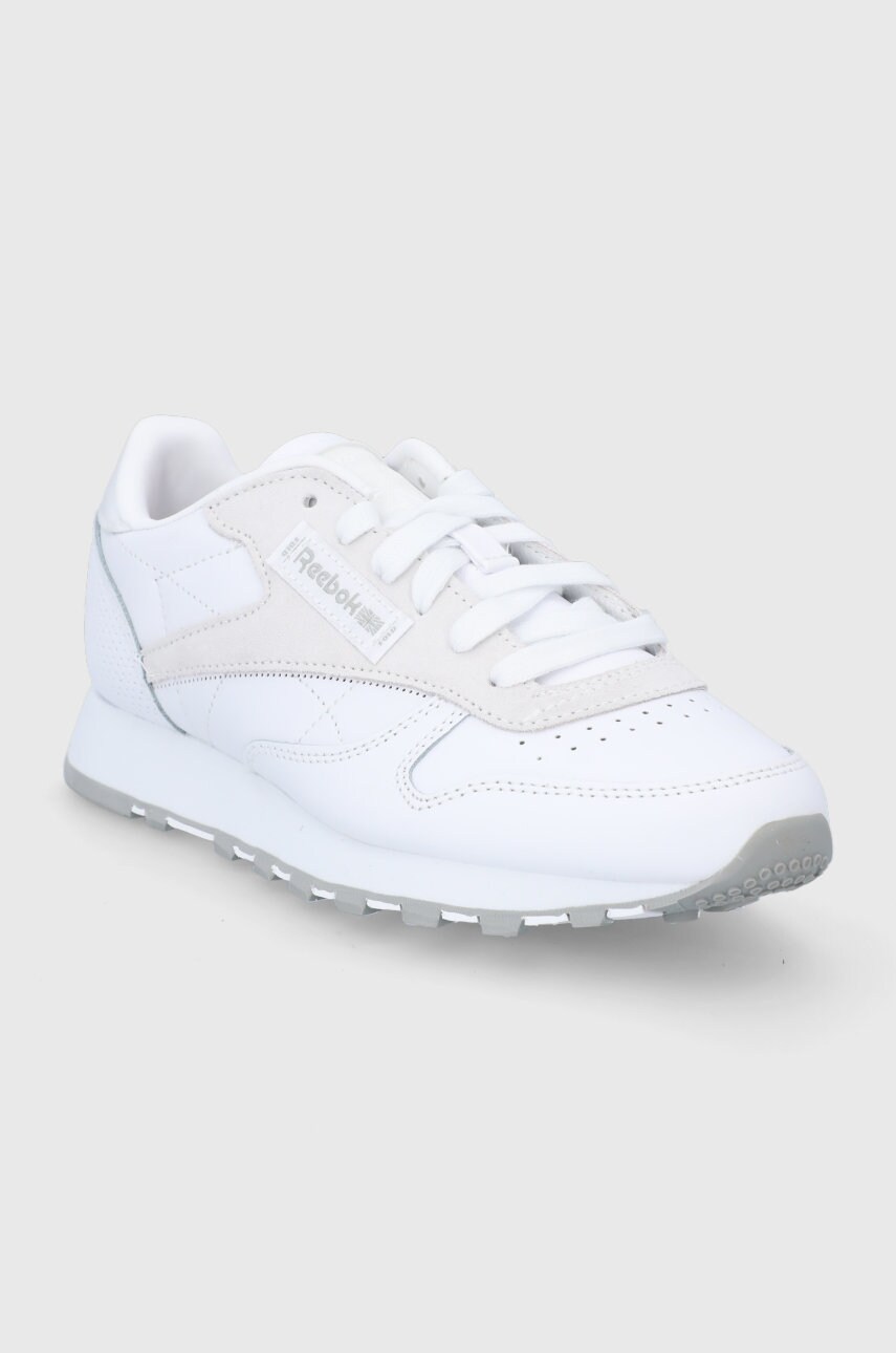 

Детские кожаные кроссовки Reebok Classic Cl Lthr GW6168 цвет белый