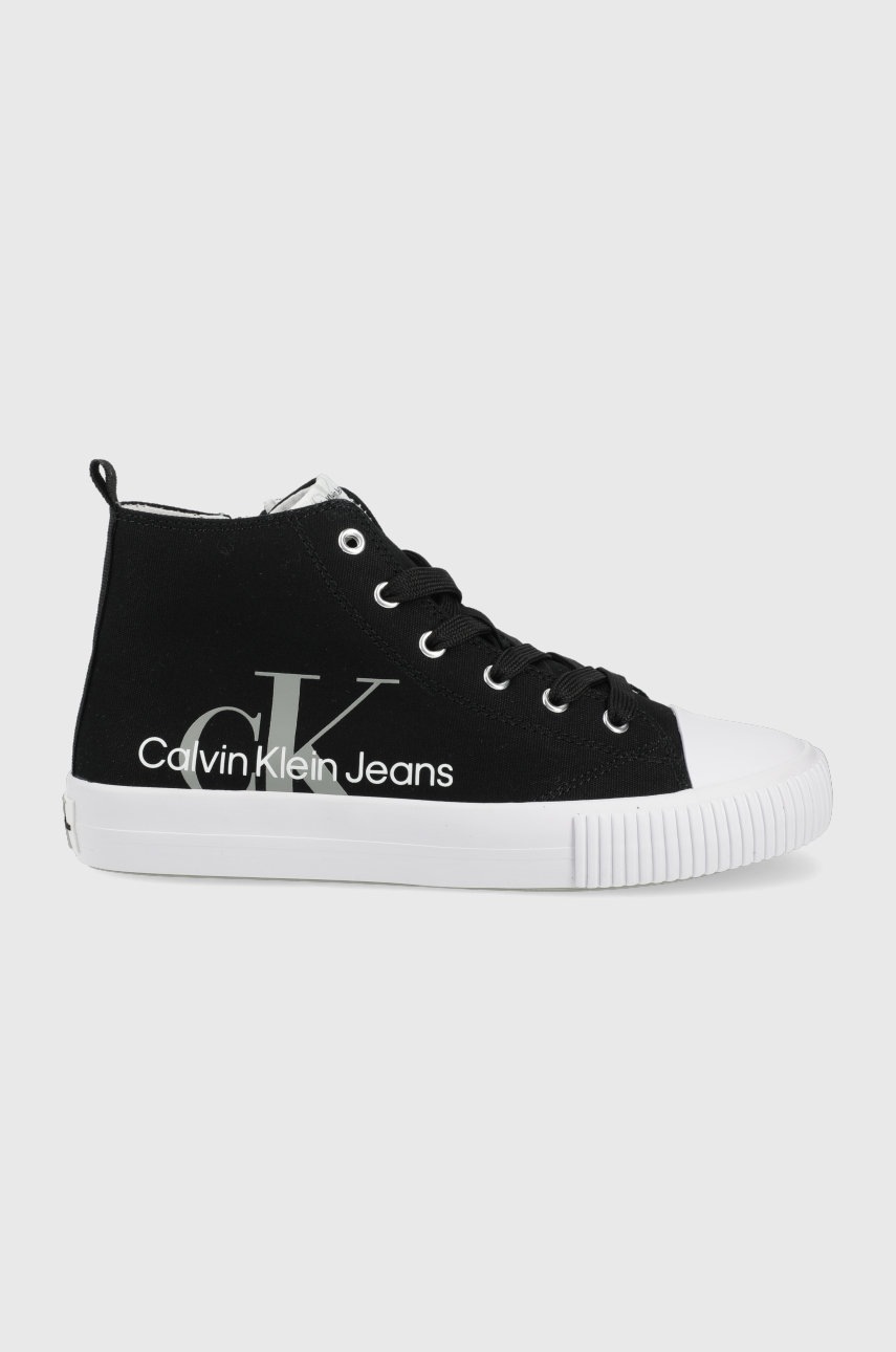 

Детски високи кецове Calvin Klein Jeans в черно, Черен