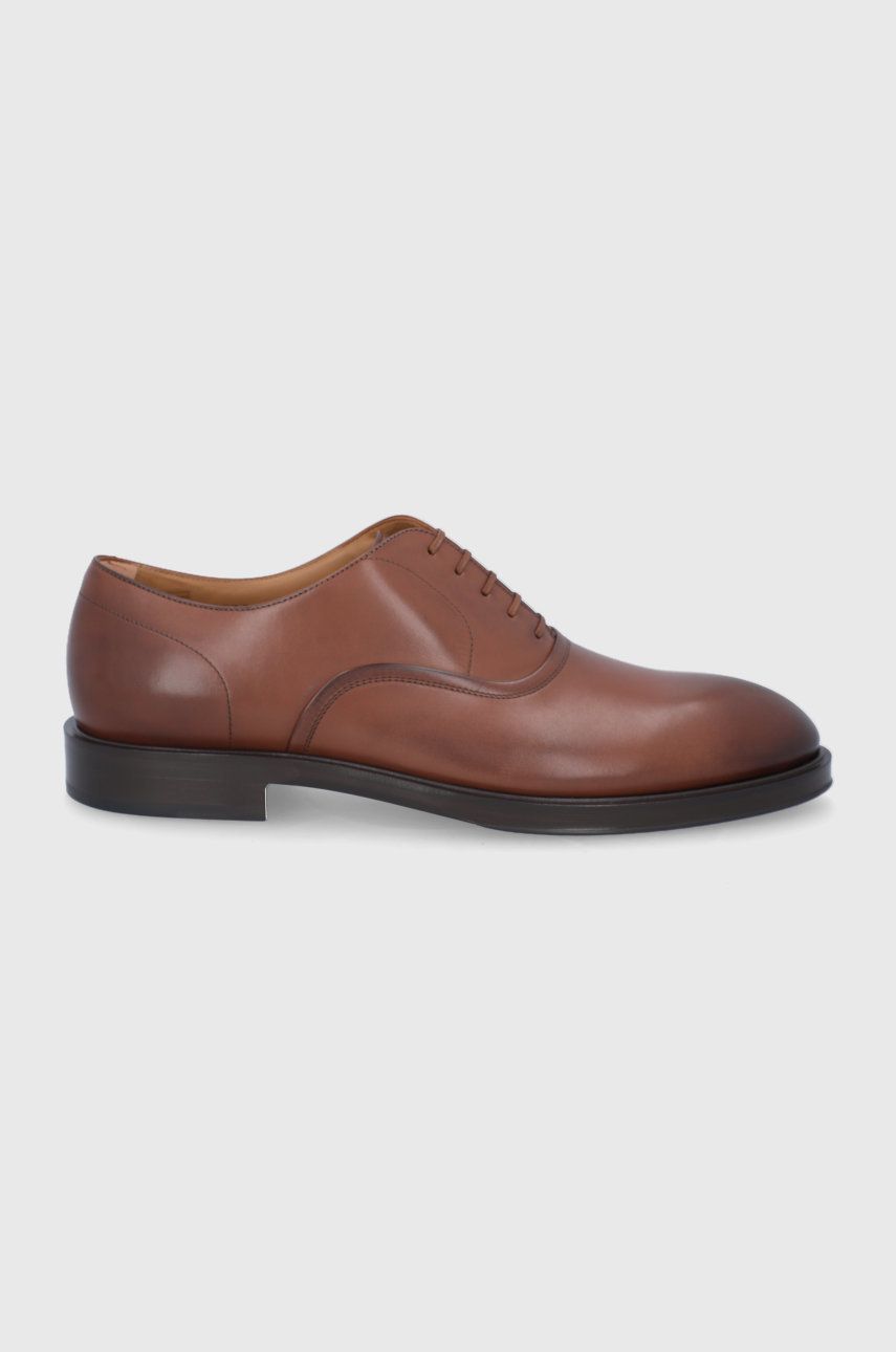 Boss Pantofi de piele bărbați, culoarea maro answear.ro