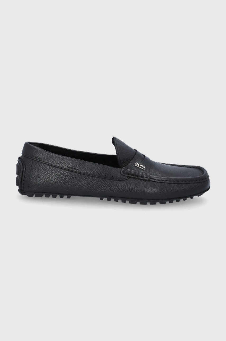 Boss Mocasini de piele bărbați, culoarea negru answear.ro