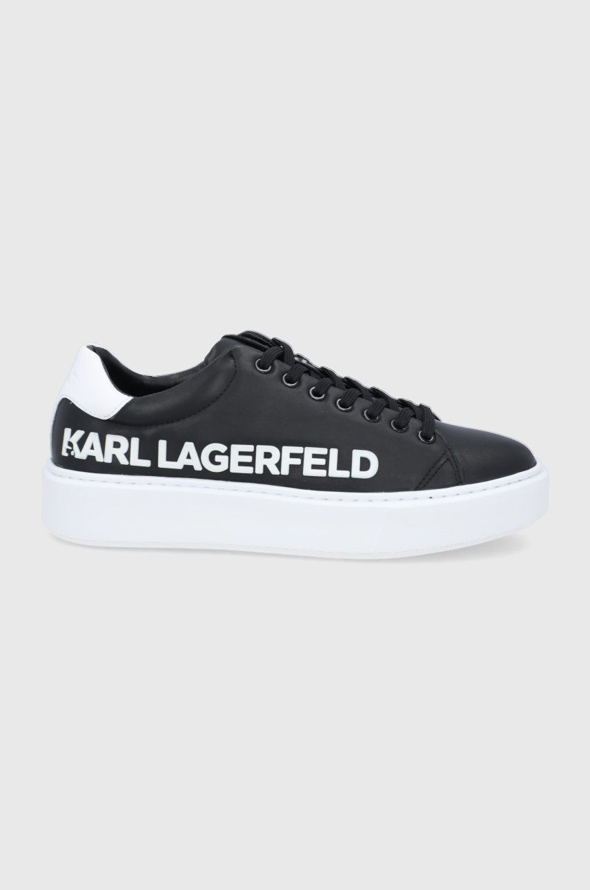 Levně Kožené boty Karl Lagerfeld Maxi Kup černá barva