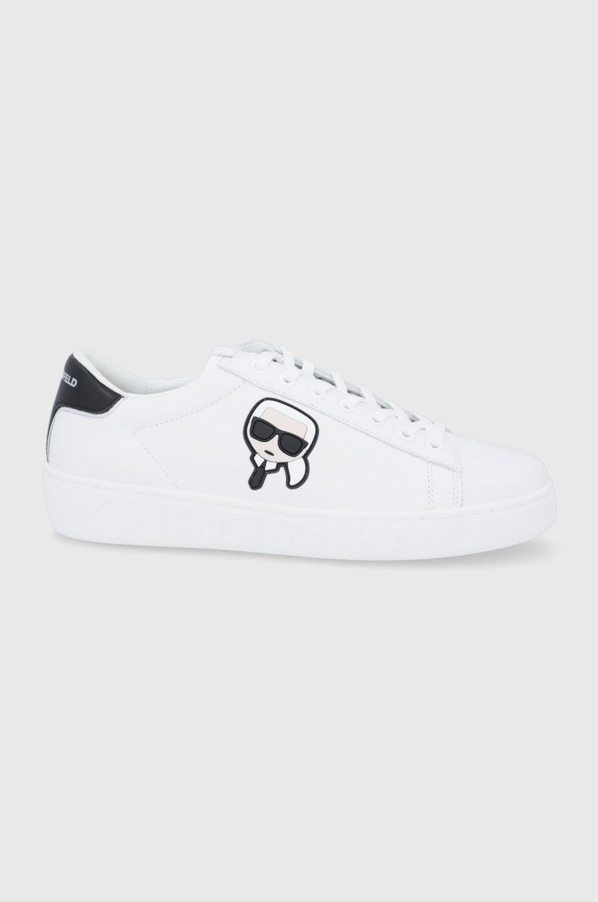 Levně Kožené boty Karl Lagerfeld Kupsole III bílá barva