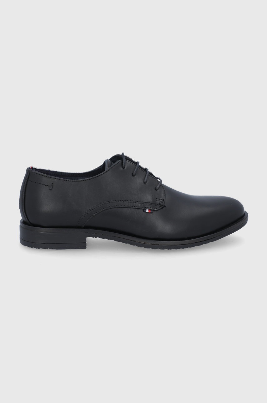 

Кожени половинки обувки Tommy Hilfiger мъжко в черно, Черен