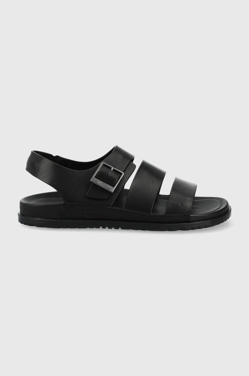 Ugg sandale de piele barbati, culoarea negru