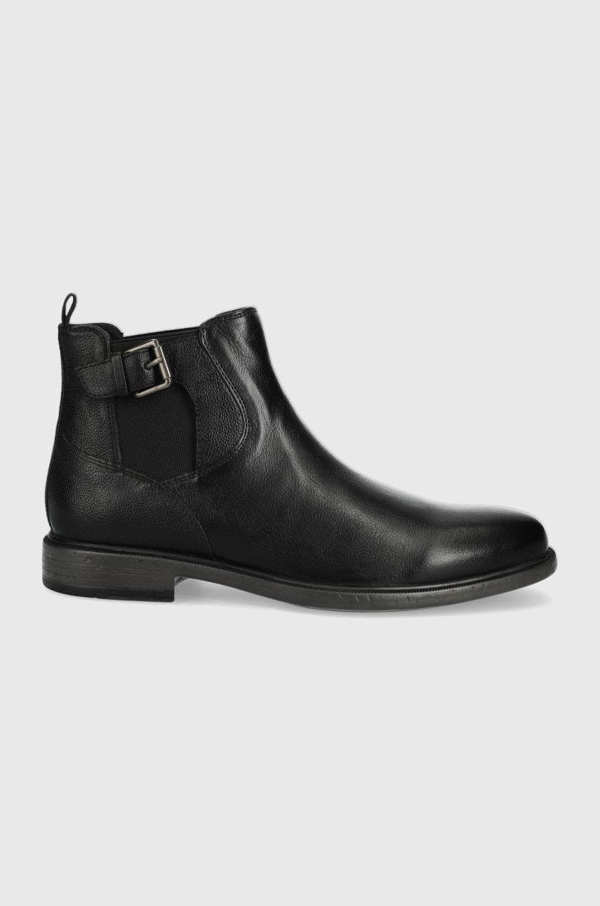 Geox ghete chelsea de piele bărbați, culoarea negru