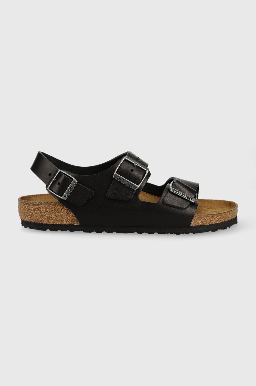 Birkenstock sandale de piele Milano barbati, culoarea negru answear.ro imagine noua