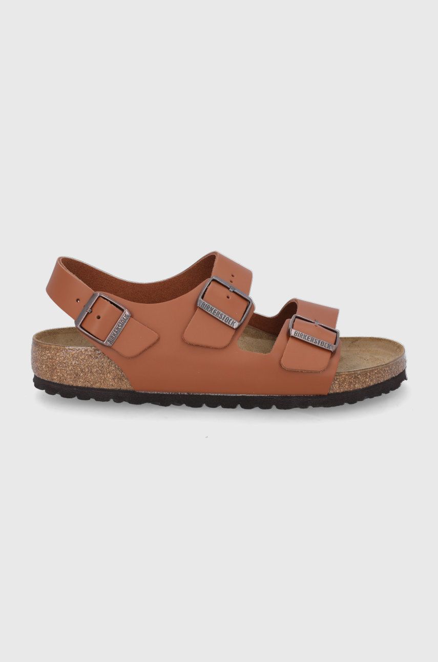 Levně Kožené sandály Birkenstock Milano pánské, hnědá barva