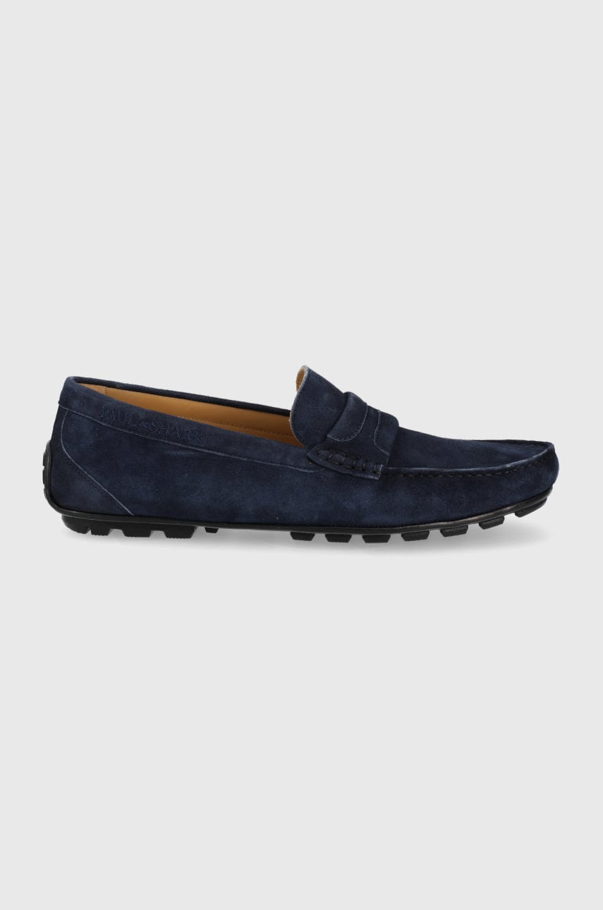 Paul&shark mocasini din piele intoarsa barbati, culoarea albastru marin