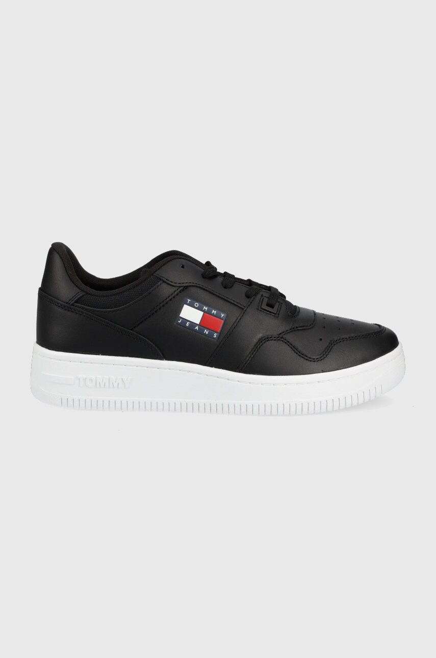 Tommy jeans sneakers din piele culoarea negru
