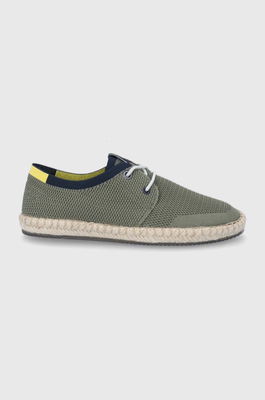 Pepe jeans espadrile tourist laces up knit culoarea verde