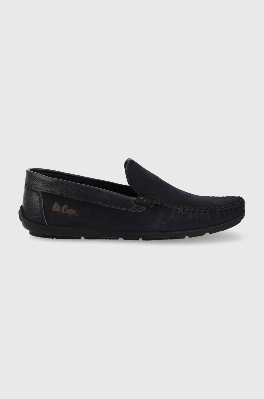 Lee Cooper mocasini de piele barbati, culoarea albastru marin answear.ro