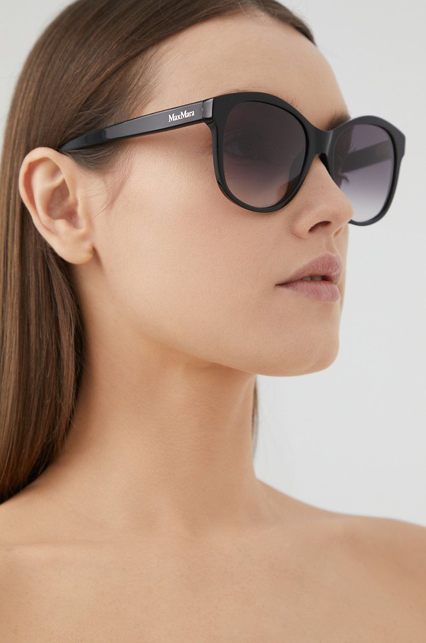 Max Mara ochelari de soare femei, culoarea negru answear.ro