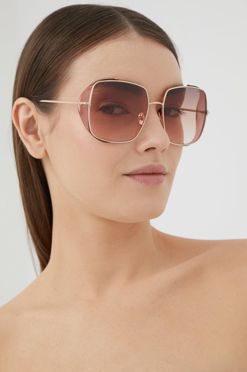 Tom Ford ochelari de soare femei, culoarea auriu Accesorii imagine noua
