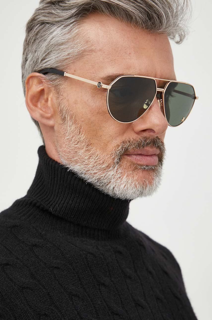 Philipp Plein ochelari de soare barbati, culoarea auriu