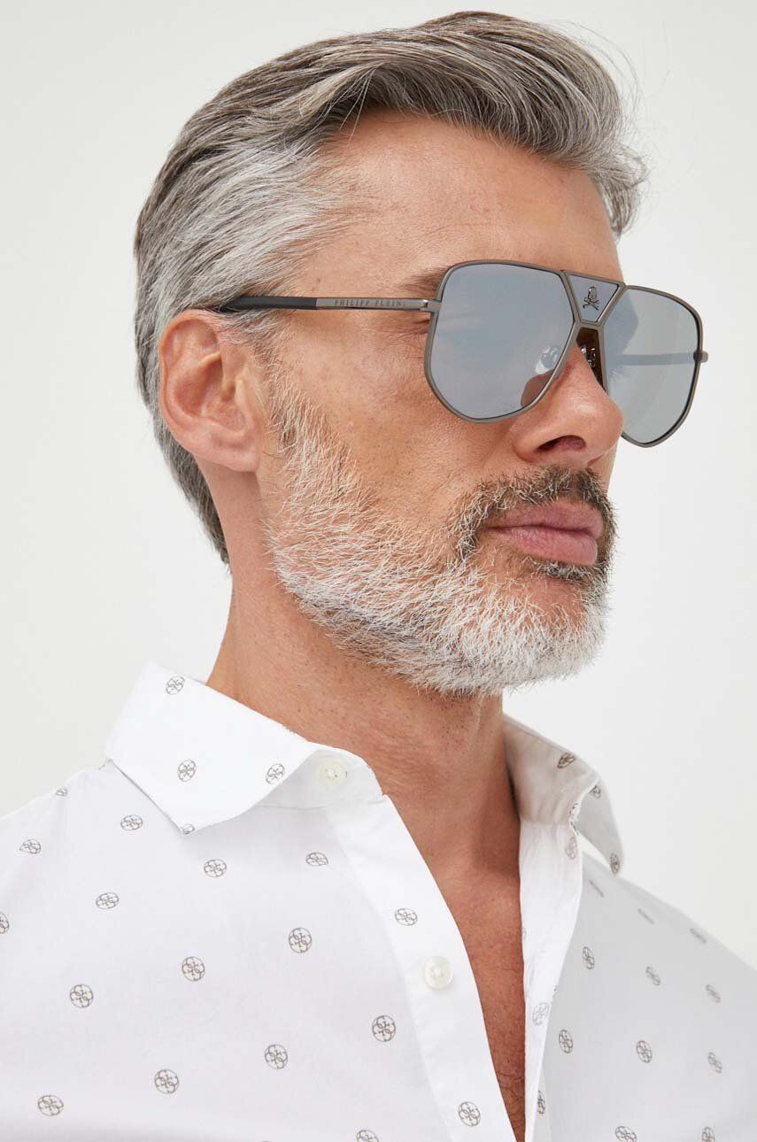 Philipp Plein ochelari de soare barbati, culoarea gri