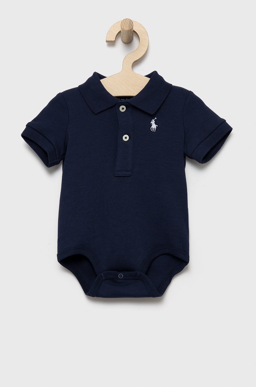 

Бебешко боди от памук Polo Ralph Lauren в тъмносиньо, Тъмносин