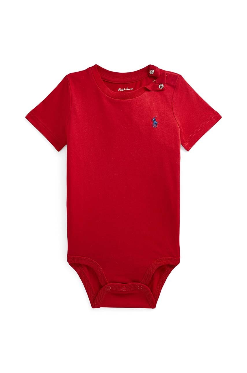 

Детское боди из хлопка Polo Ralph Lauren цвет красный