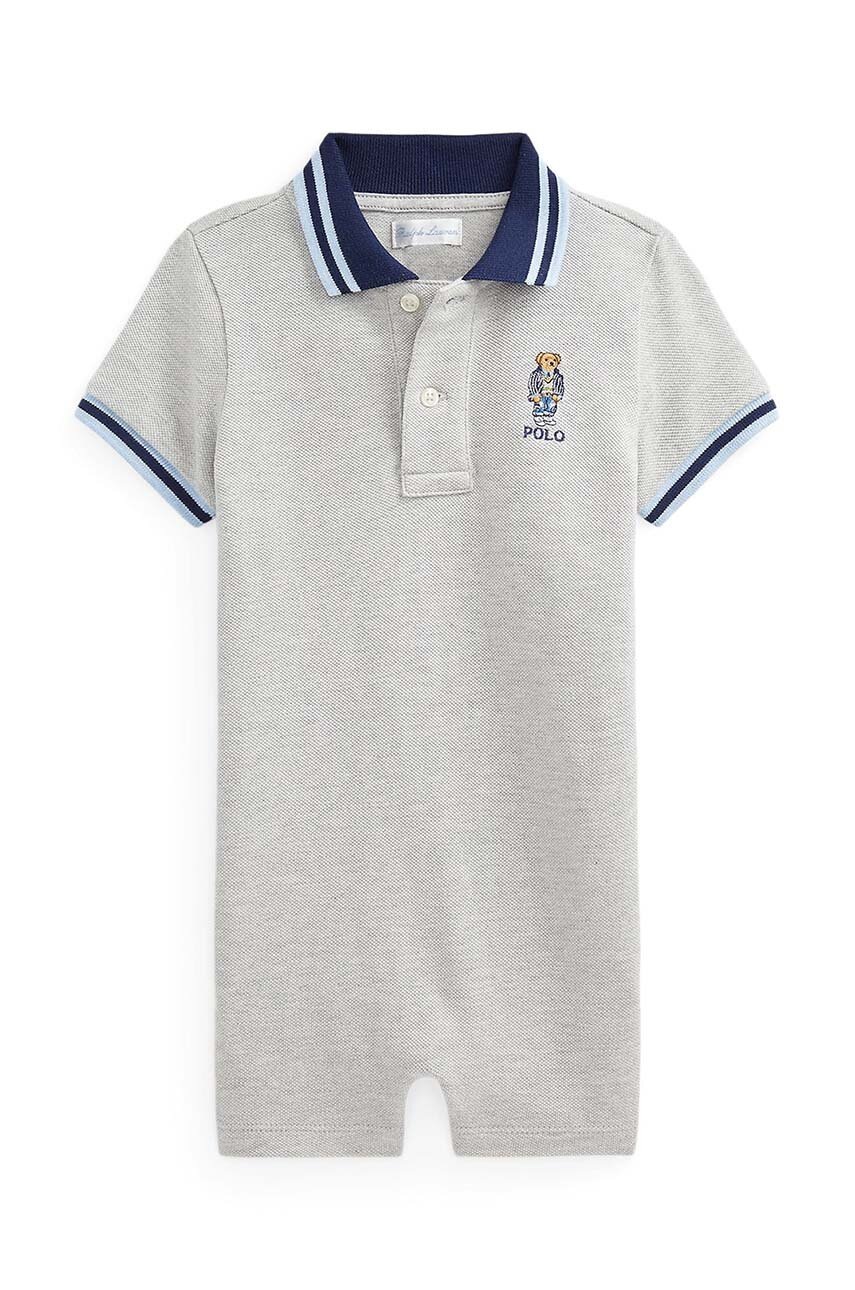 

Бебешко боди от памук Polo Ralph Lauren в сиво, Сив