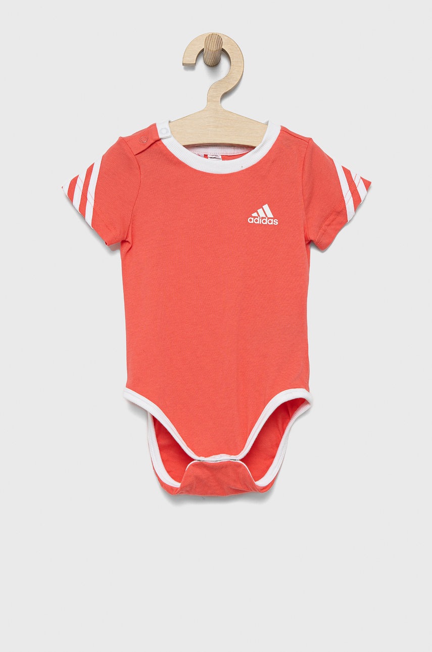 Bavlněné kojenecké body adidas Performance HF1975 růžová barva - růžová -  100% Organická bavln