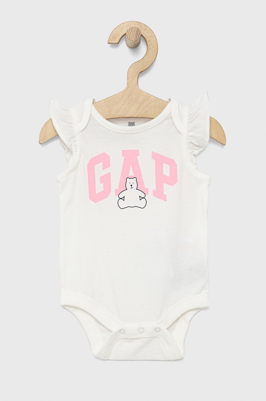

Бебешко боди от памук GAP в бяло, Бял
