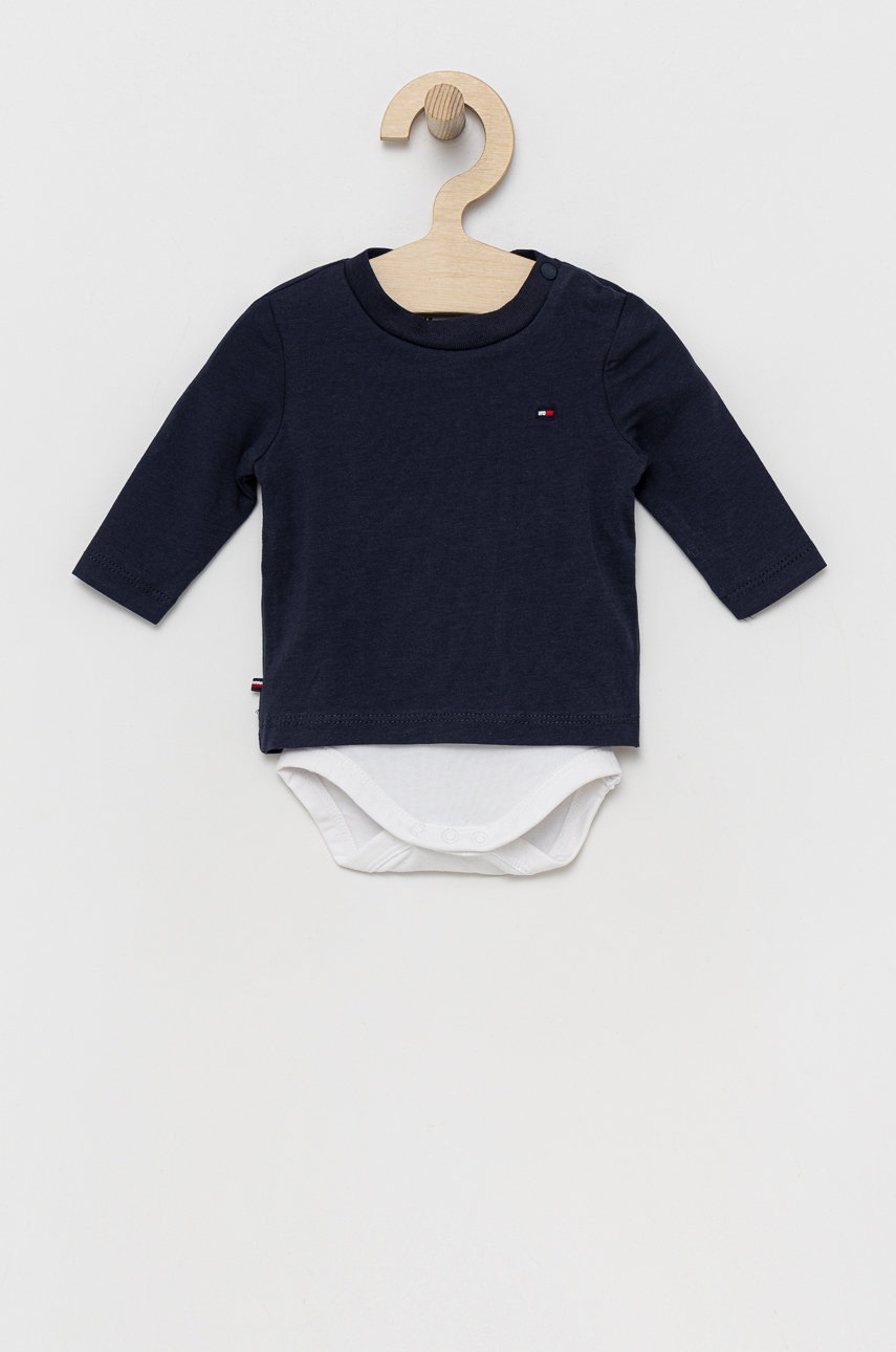 

Бебешко боди Tommy Hilfiger в тъмносиньо, Тъмносин