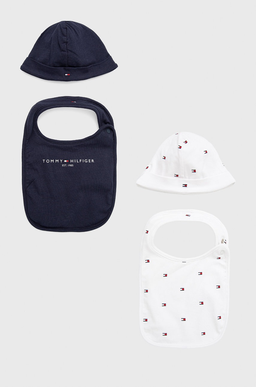 

Комплект бебешка шапка и лигавник Tommy Hilfiger в тъмносиньо, Тъмносин