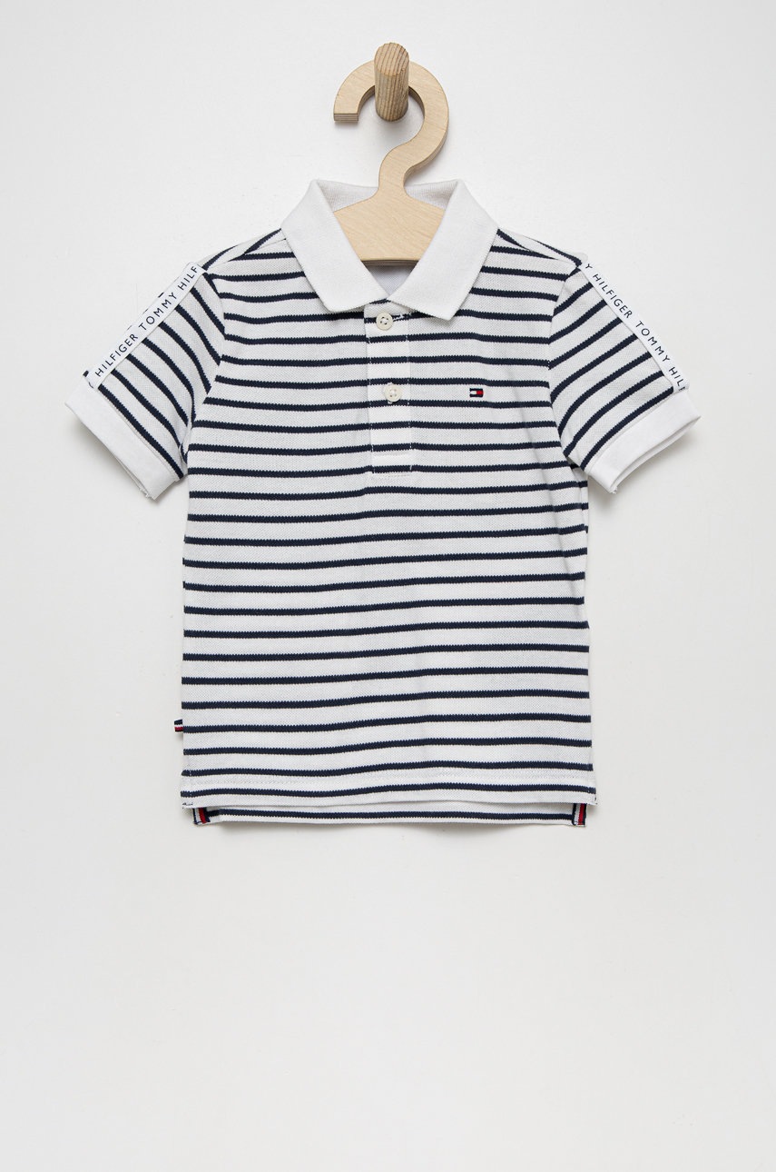 

Бебешка тениска с яка Tommy Hilfiger в бяло, Бял