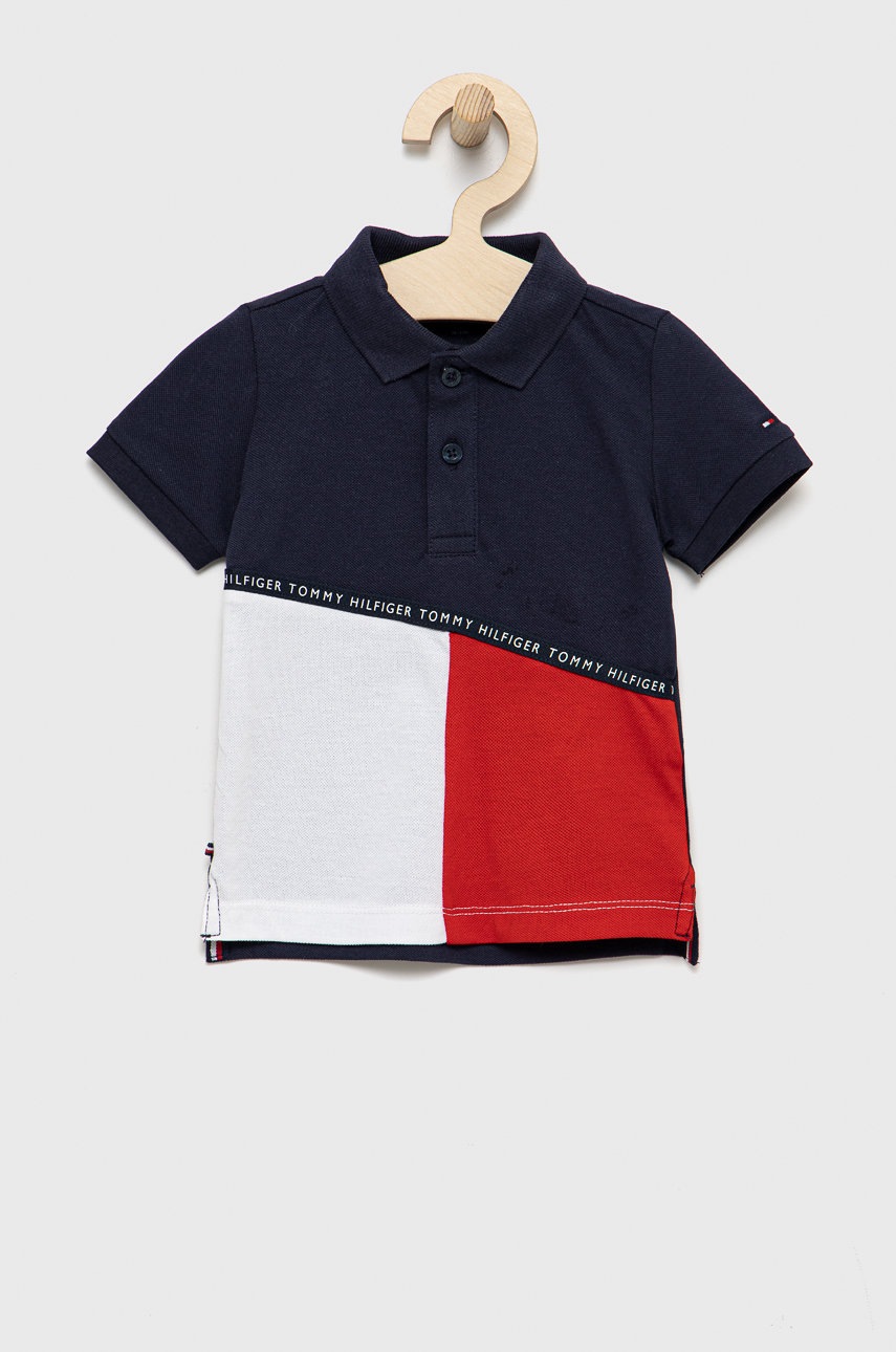 

Бебешка тениска с яка Tommy Hilfiger в тъмносиньо, Тъмносин