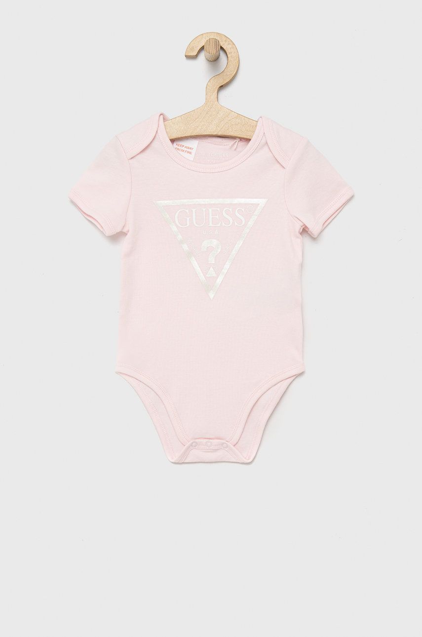 Bavlněné kojenecké body Guess růžová barva - růžová -  100% Bavlna