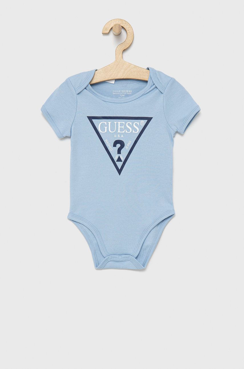 Bavlněné kojenecké body Guess - modrá -  100% Bavlna