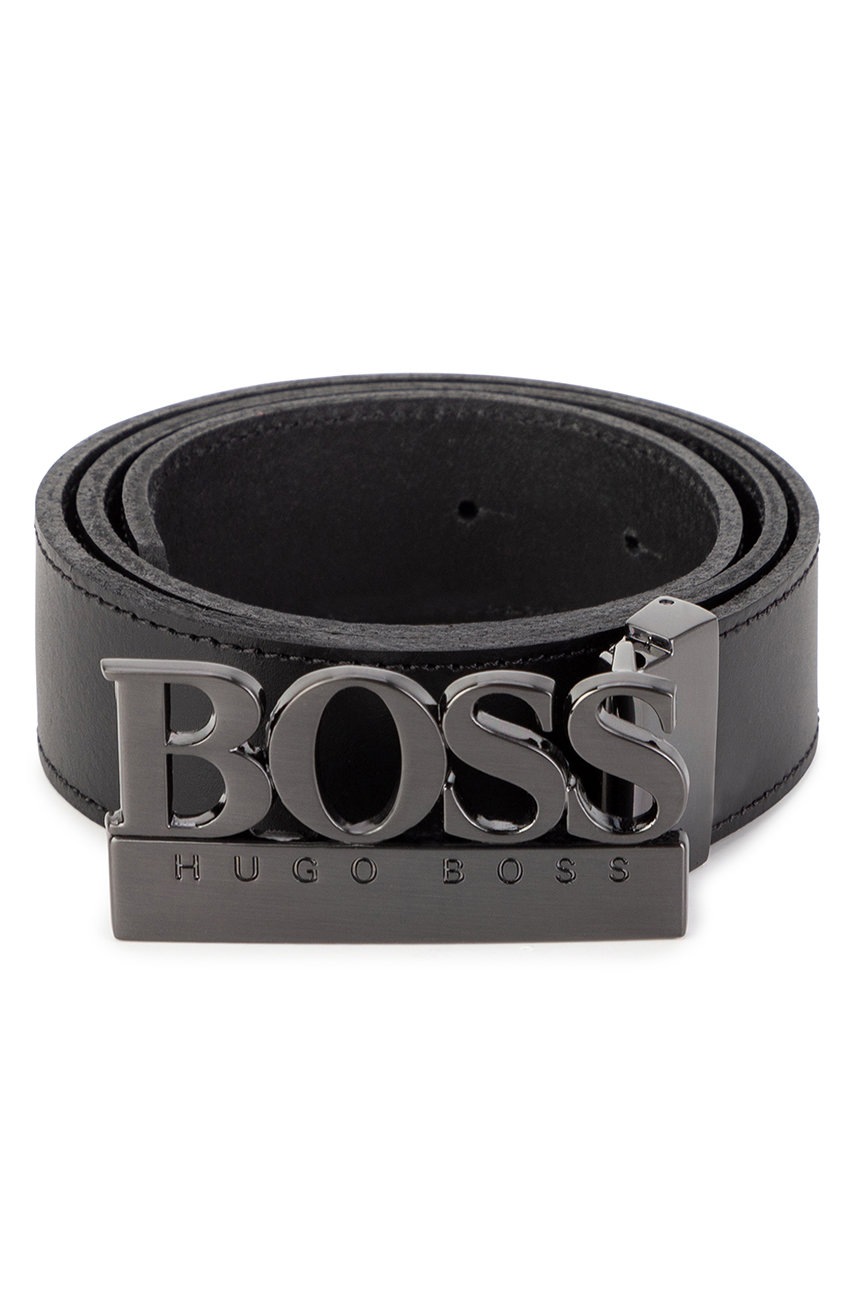 

Детски кожен колан Boss в черно, Черен